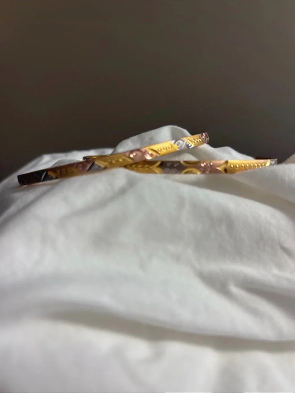 Tri-Color Metal Twisted Bangle Bracelet - Women Jewelry